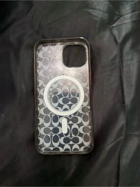 Coach Clear MagSafe iPhone Case with Signature C Pattern - Black & White